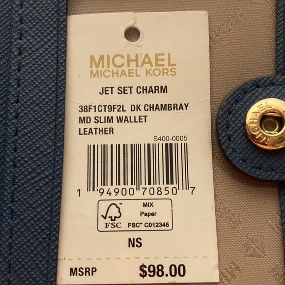 Michael Kors Jet Set Charm Medium Saffiano Leather Wallet (DK CHAMBRAY) - Picture 12 of 12